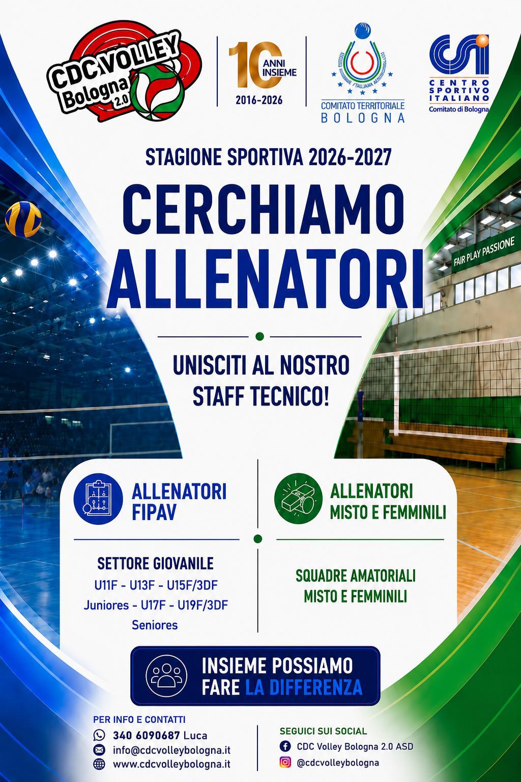 CERCASI ALLENATORI PER  STAGIONE 2026/2027! 